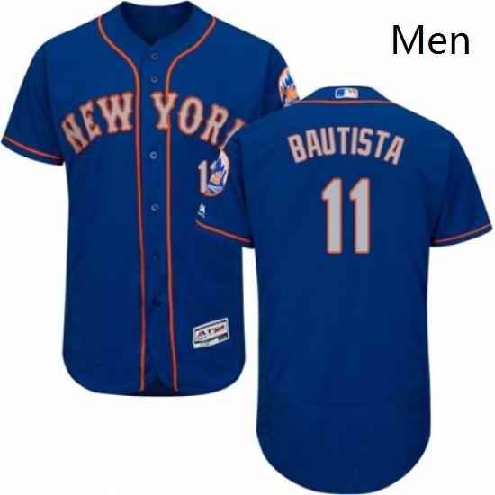 Mens Majestic New York Mets 11 Jose Bautista RoyalGray Alternate Flex Base Authentic Collection MLB Jersey